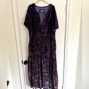 Anthropologie Somerset Maxi Dress: Velvet Edition Purple Motif 3X
